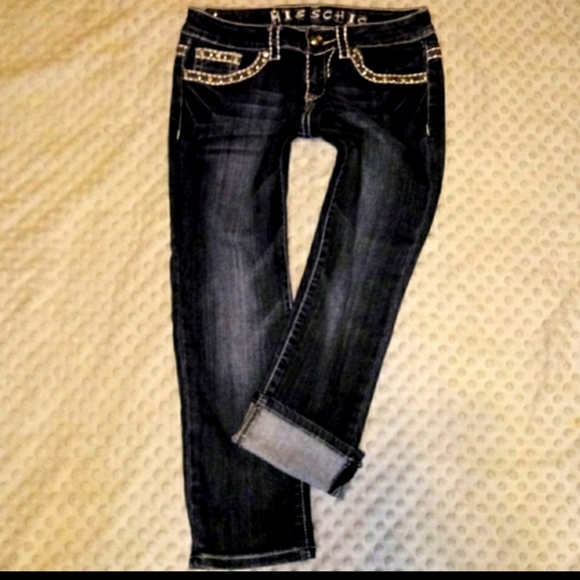 Miss Chic Jeans Size 3 Skinny Cuff Capri Embellish - Picture 5 of 14
